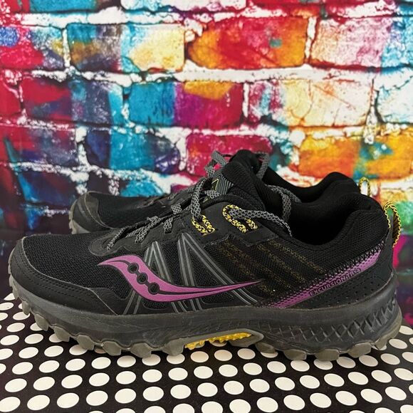 Saucony Excursion TR 14 Black/Purple Trail Running Shoes Women's Size 10 S10586- - Picture 3 of 8